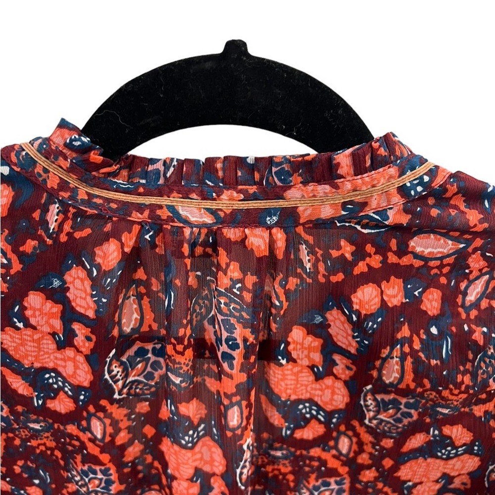 Lucky Brand Boho Sheer Patterned Long-Sleeve Top Size M - Picture 6 of 7